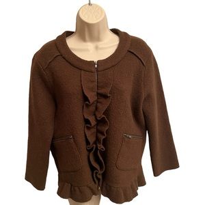 Loft cardigan size L. Olive brown made from 100% Merino wool.